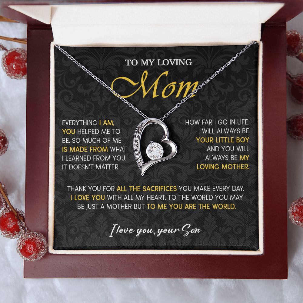 441C To My Loving Mom Necklace, Gift for Mom from Son, Mom Birthday Gifts Necklace
