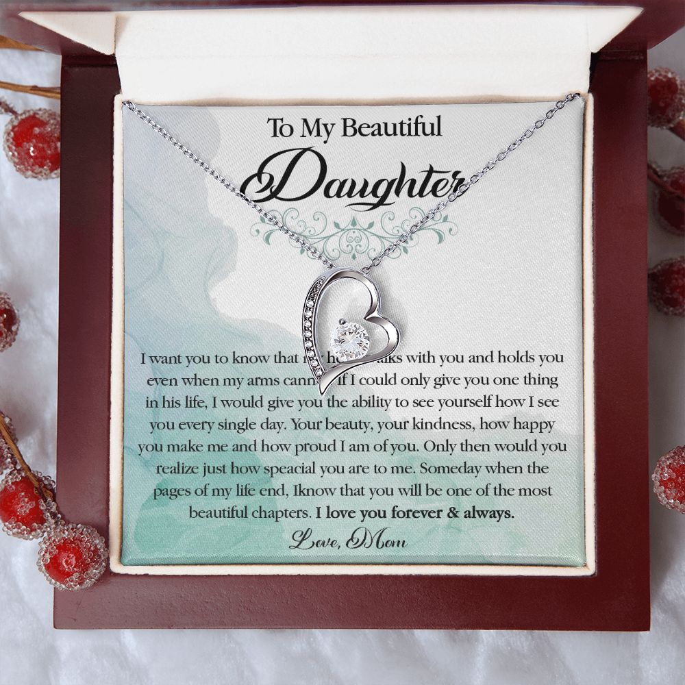 25C To My Beautiful Daughter Necklace, Gift Birthday From Mom For Daughter