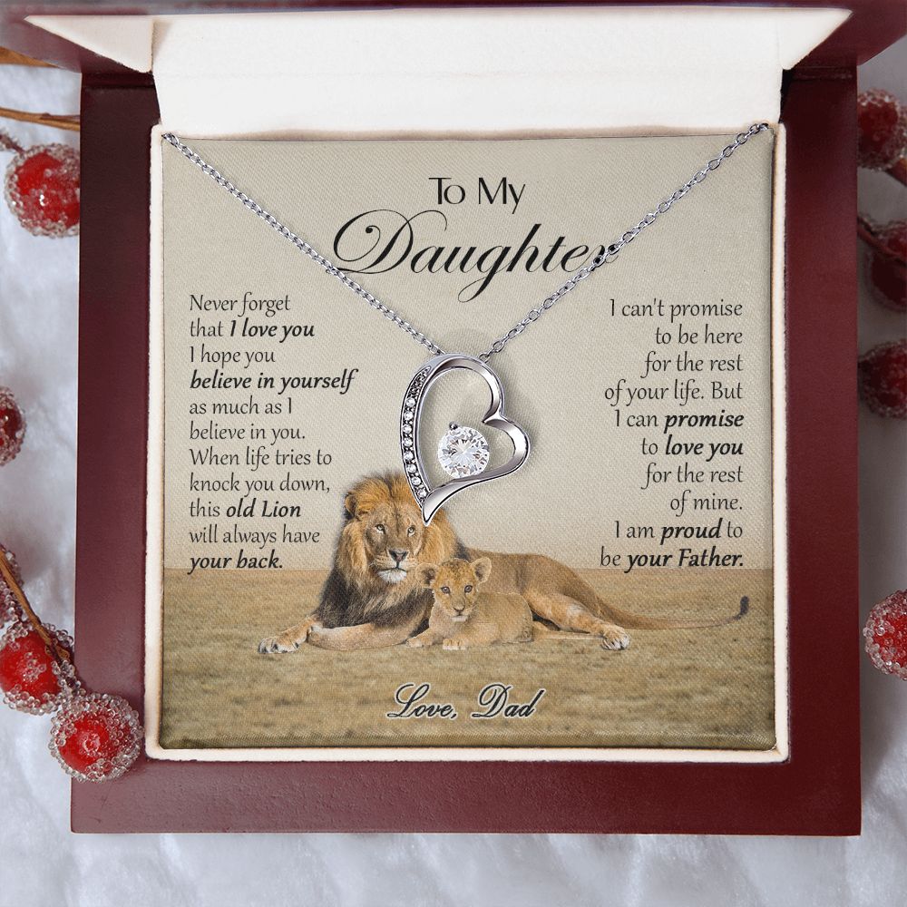 469C To My Daughter Necklace, Xmas Gift For Daughter From Dad, Daughter Father Lion
