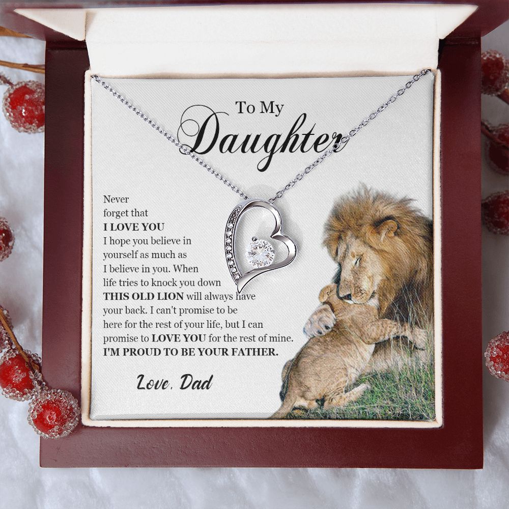 461C To My Daughter Necklace, Gift For Daughter From Dad, Daughter Father Lion Gift
