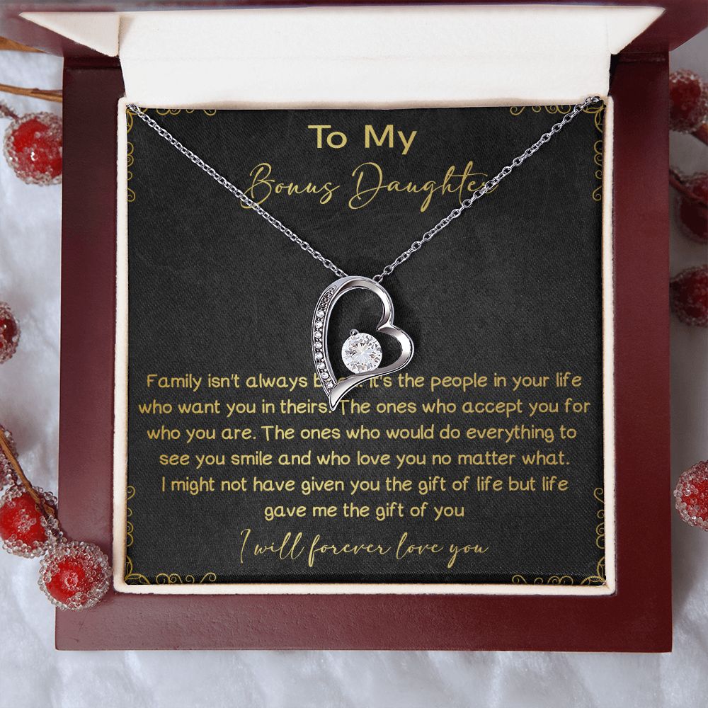 32C To My Bons Daughter Necklace, I Will Forever Love You, Gift Birthday, Holiday
