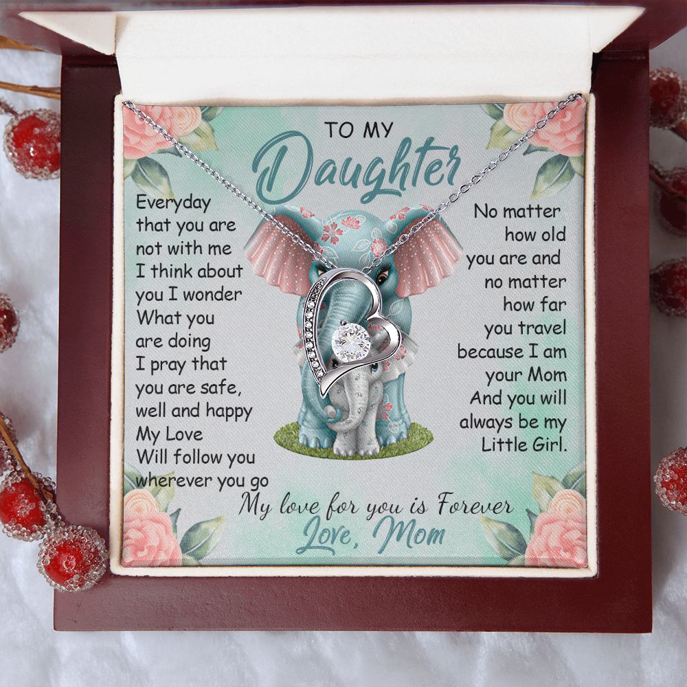 57C To My Daughter Necklace, Gift For Daughter From Mom, Daughter Mother Elephant