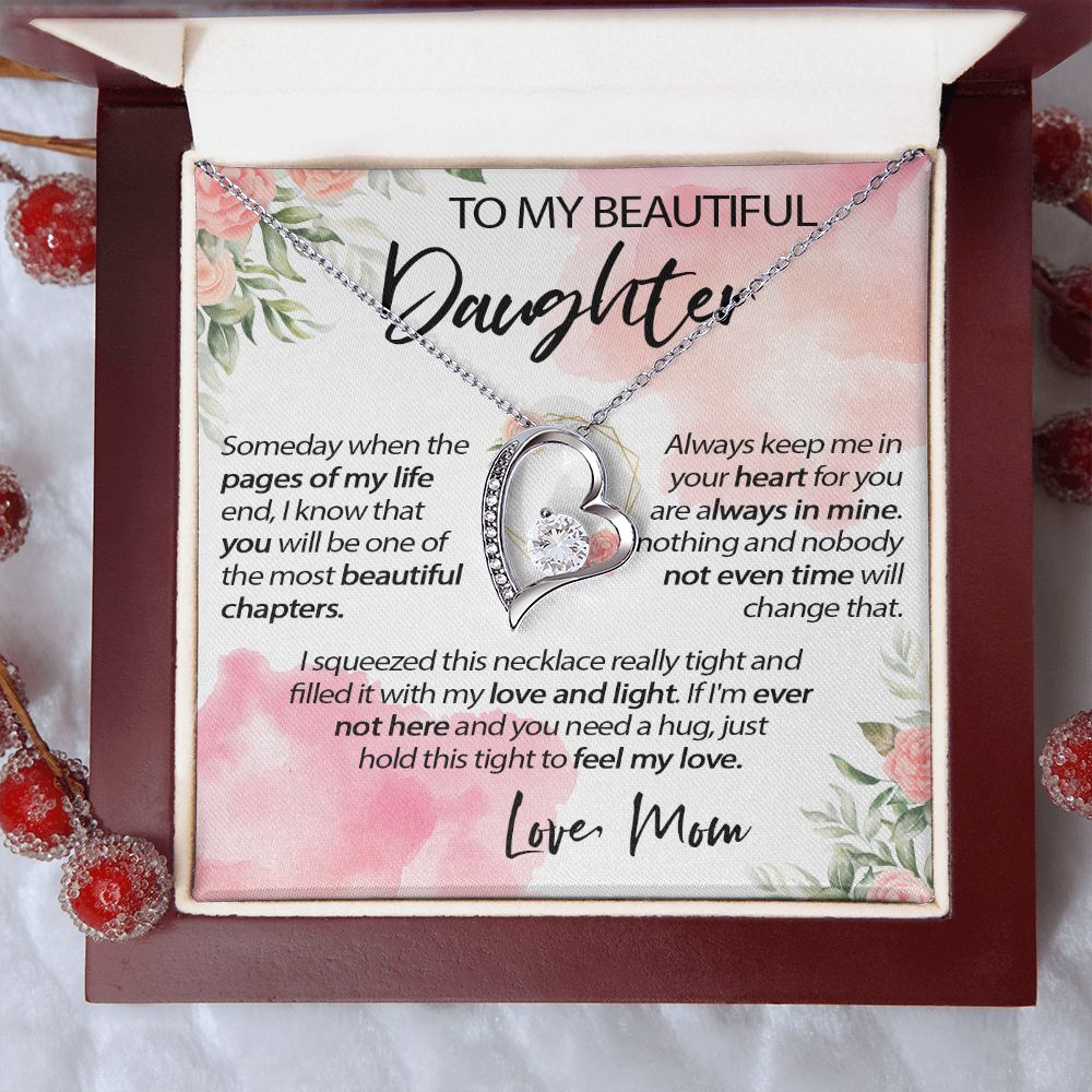 34C To My Beautiful Daughter A Wonderful Daughter Love Knot Necklace, Gift From Mom