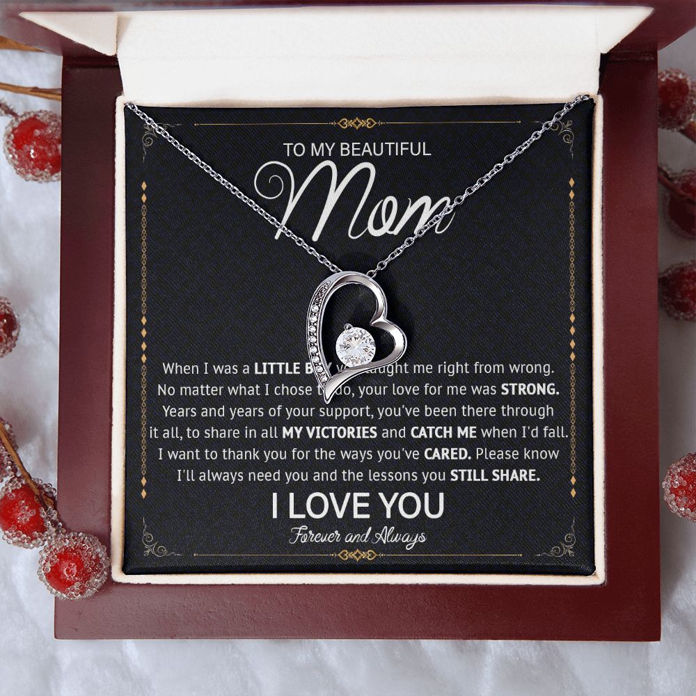 527C Love Knot Necklace To Mom From Daughter Son, Birthday Jewelry To Mom, Mother Day