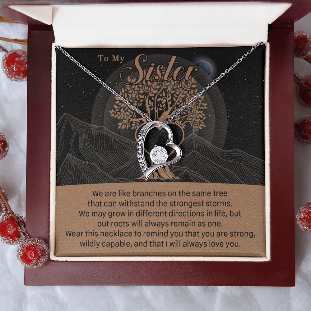 547C To My Sister, Strong Roots Heart Pendant Necklace Gift for Sister Birthday, Xmas