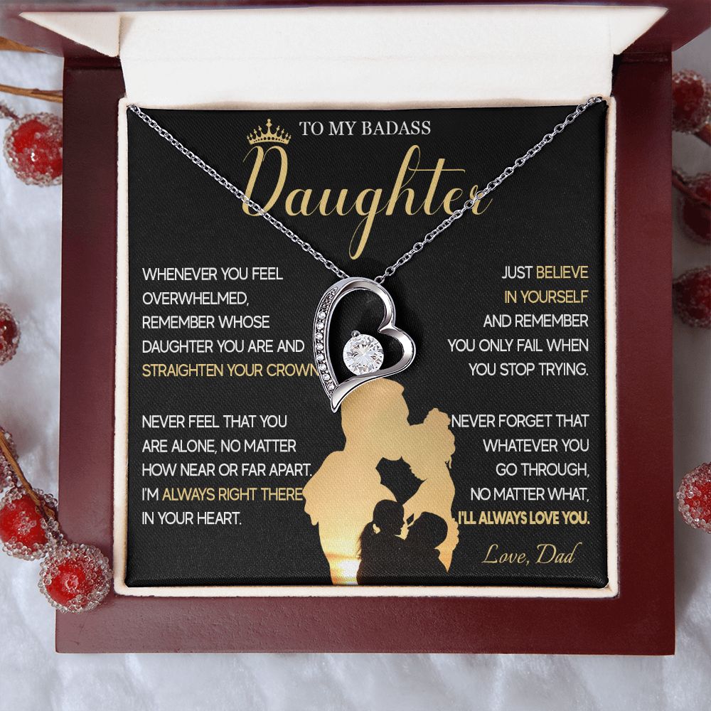 515C To My Badass Daughter Necklace, Birthday Gift For Daughter From Dad, Christmas