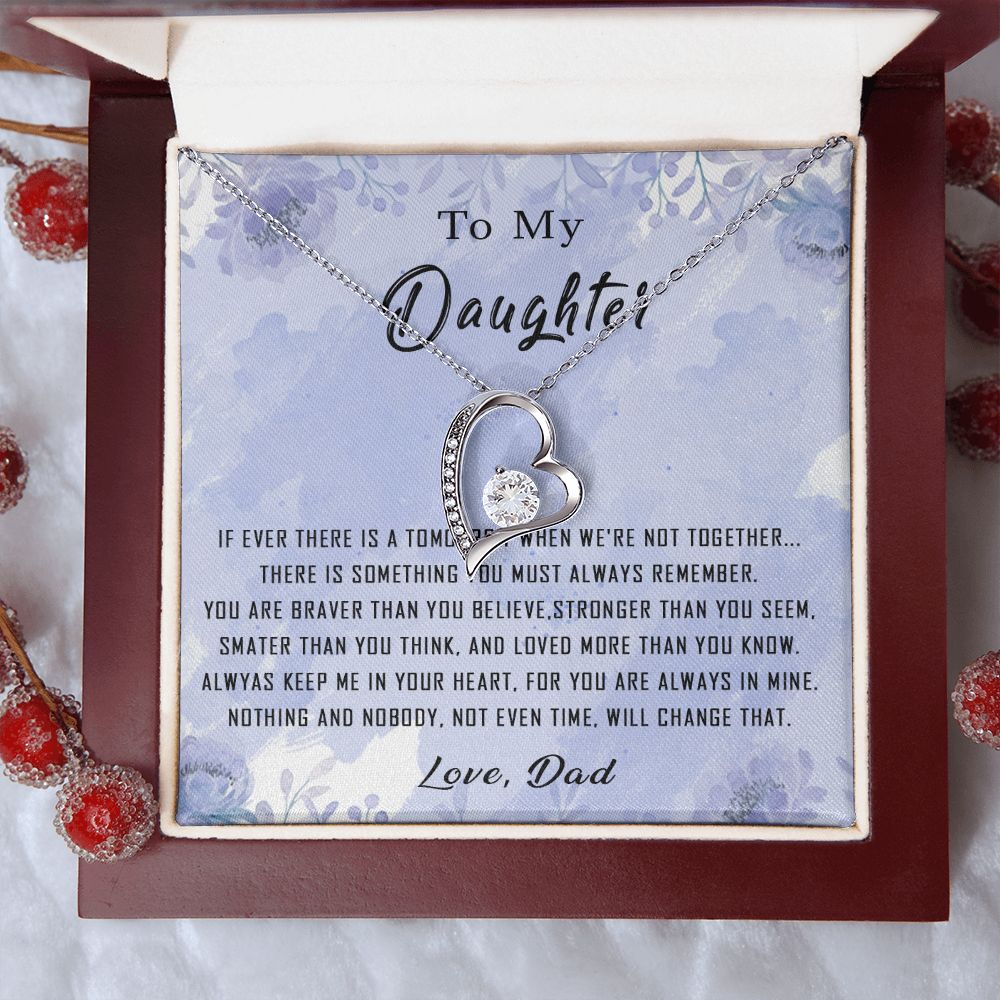 100C To My Daughter Necklace From Dad Father You're Braver Stronger Smarter Daughter