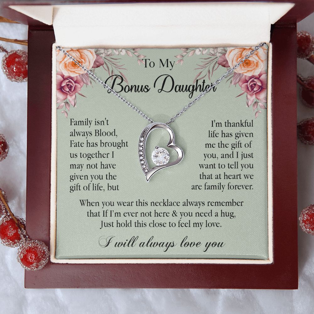 632C To My Bonus Daughter Necklace, Gift Birthday, Gift Ideas, Daughter Necklace