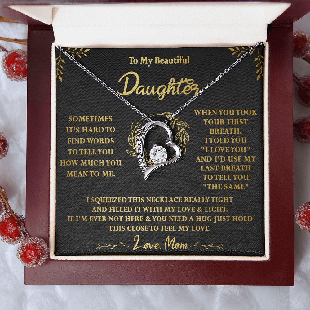 118C To My Beautiful Daughter Necklace,Gift For Daughter From Mom, Xmas Birthday Gift