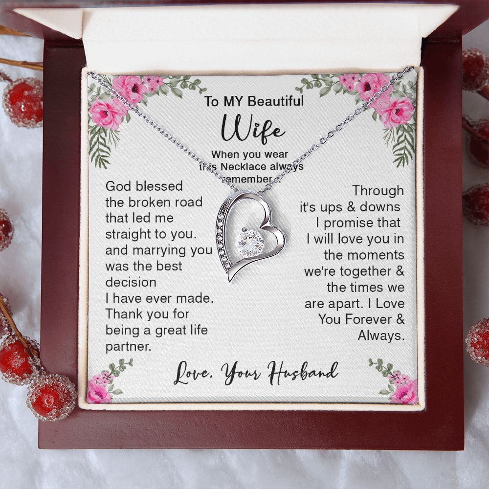 418C To My Beautiful Wife God Bless The Broken Road Necklace Gift from Husband