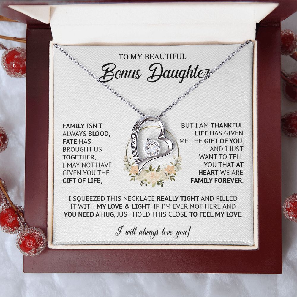 585C Bonus Daughter Necklace, Birthday Gift for Daughter from Dad Mom, Step Daughter