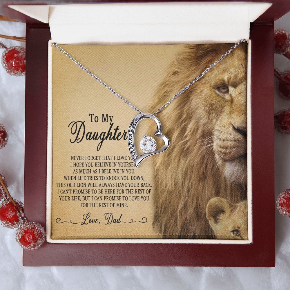 51C To My Daughter Necklace, Gift For Daughter From Dad, Daughter Father Lion