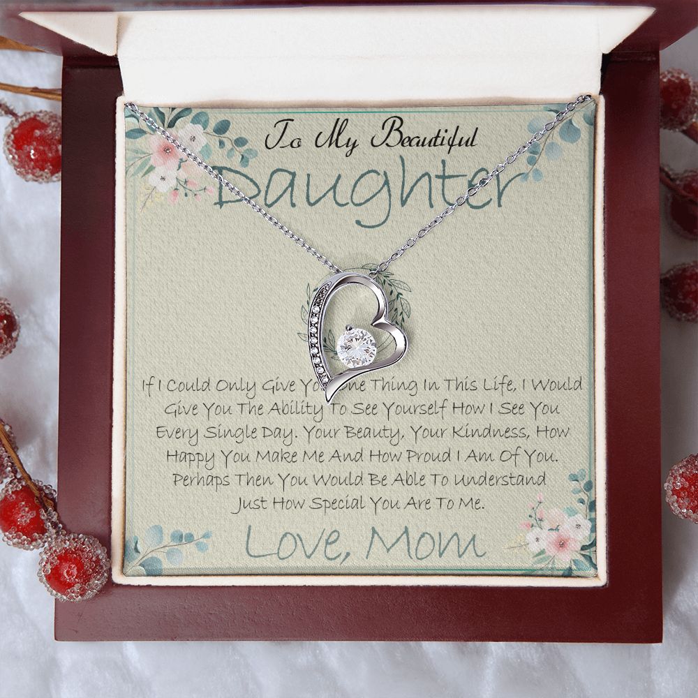 40C Daughter Necklace, To My Beautiful Daughter Necklace Gifts From Mom, Birthday