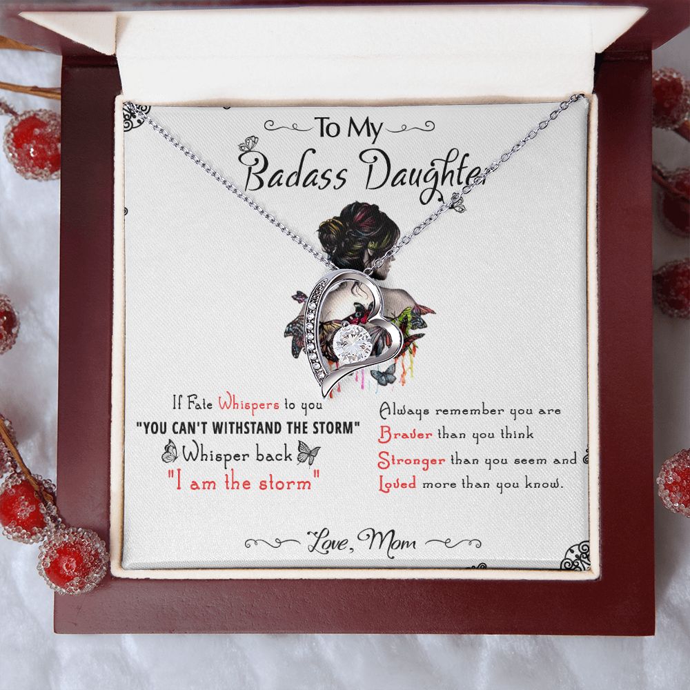 53C To My Badass Daughter, Badass Daughter Necklace From Mom, Birthday Gift