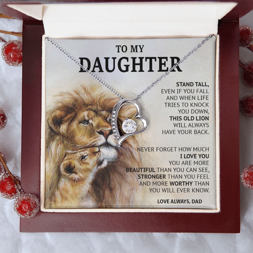 499C To My Daughter Necklace, Xmas Gift For Daughter From Dad, Daughter Father Lion