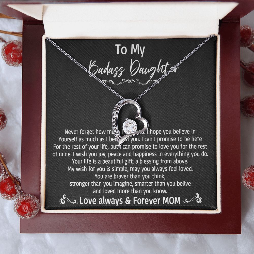 36C To My Badass Daughter Necklace, Love Always & Forever Mom, Gift From Mom