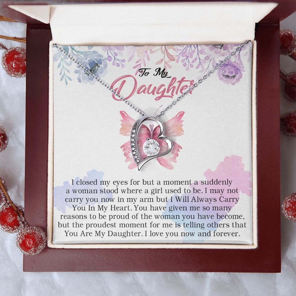 24C Butterfly To My Daughter Necklace, Gift Birthday, Holiday, Daughter Necklace