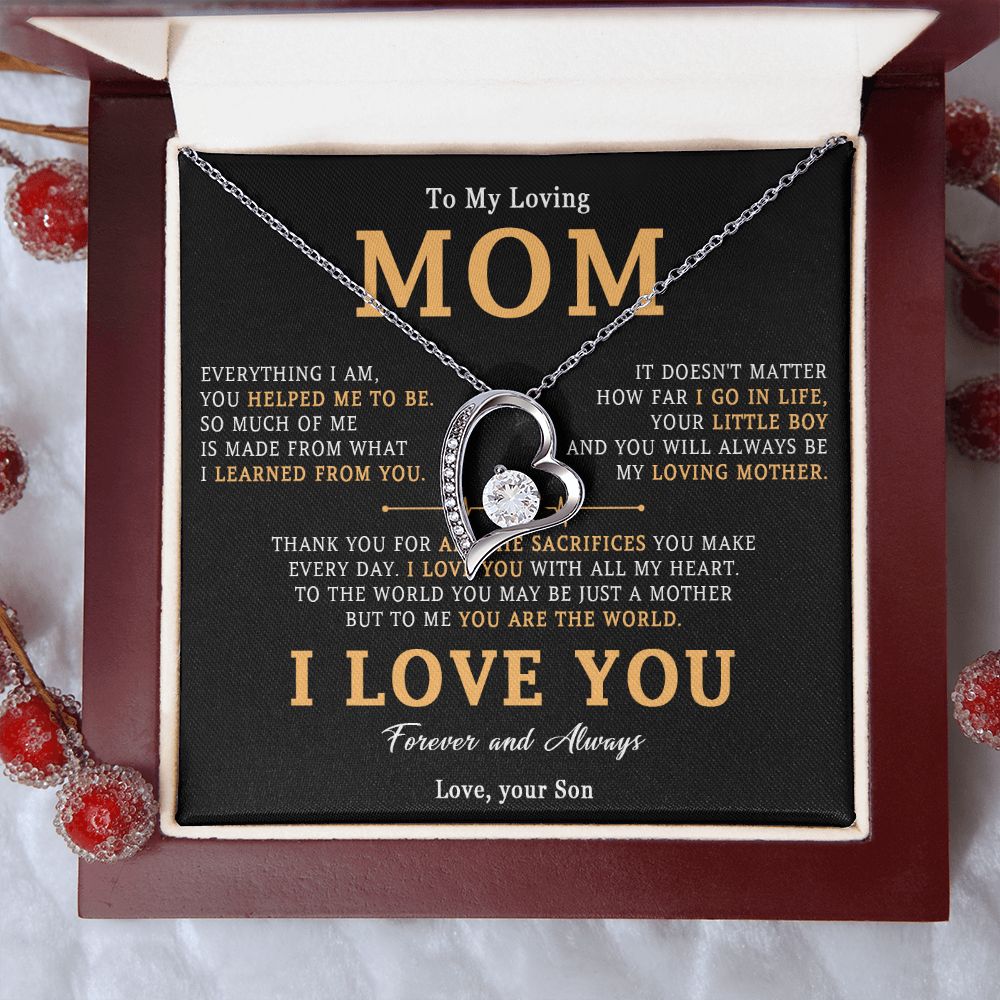 509C To My Loving Mom Necklace, Gift for Mom from Son, Mother's Day Jewelry Gifts