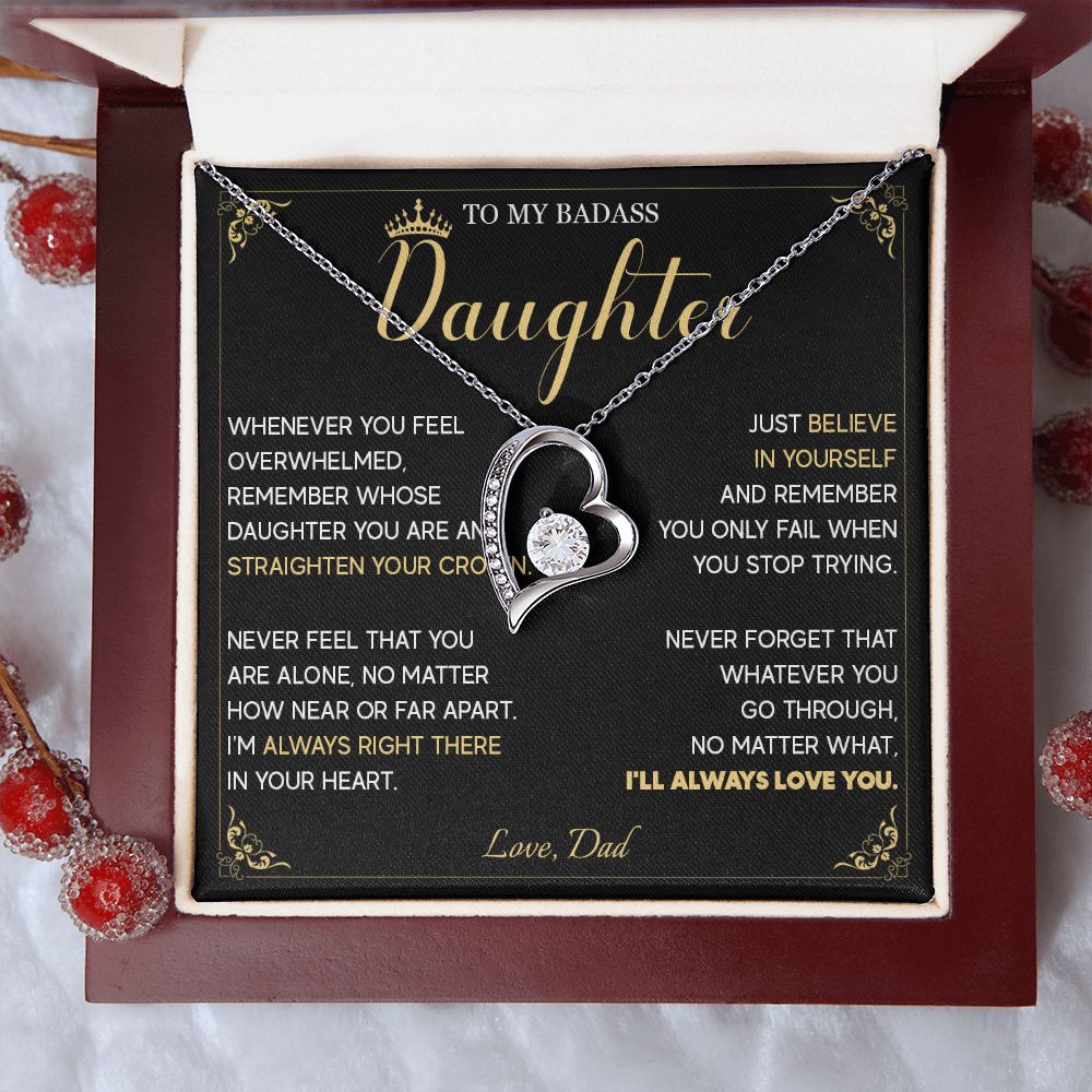 513C To My Badass Daughter Crown Necklace, Birthday Gift For Badass Daughter From Dad