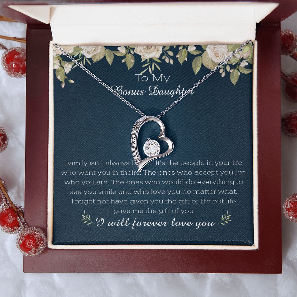 23C To My Bonus Daughter Necklace, I Will Forever Love You, Gift Birthday, Holiday