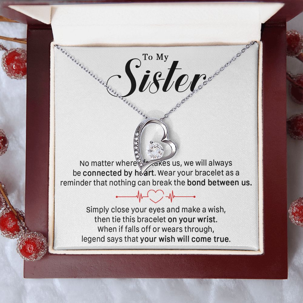 545C To My Sister Necklace, Sister Best Friends Love Heart Necklace, Birthday Gifts