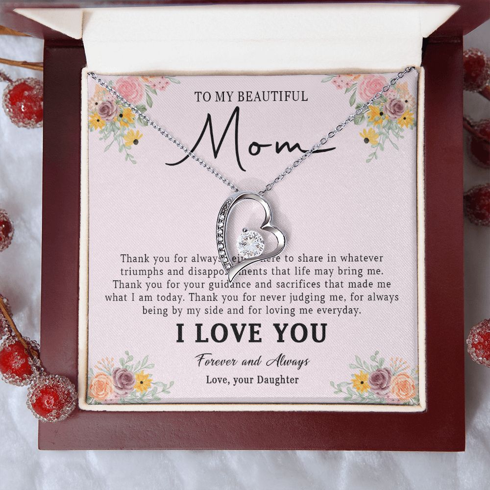 521C Love Mom Necklace, To My Beautiful Mom Necklace, Mom Birthday Gift from Daughter