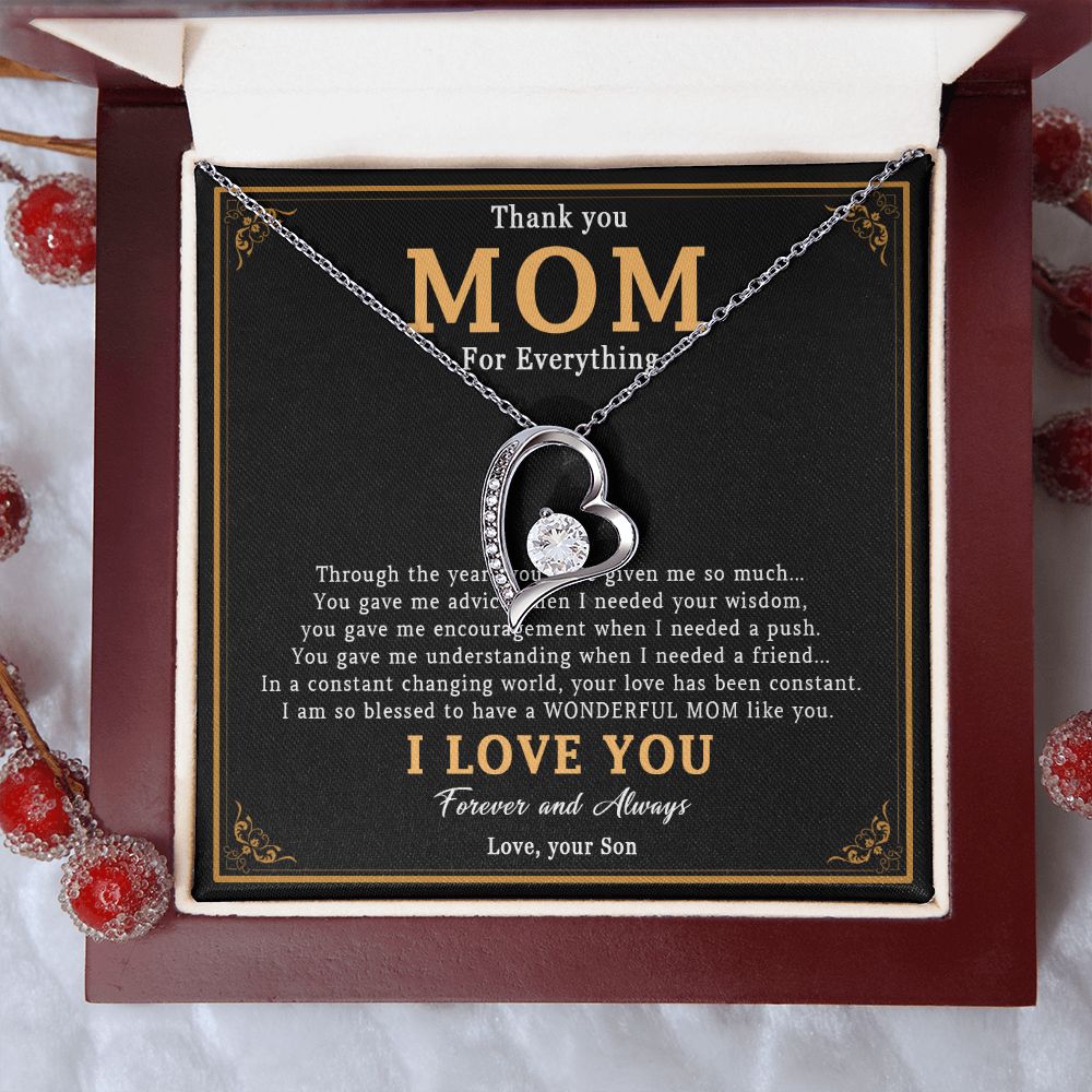 519C Thank You Mom Necklace, Mom Necklace Love Gift, Mom Birthday Gift From Son