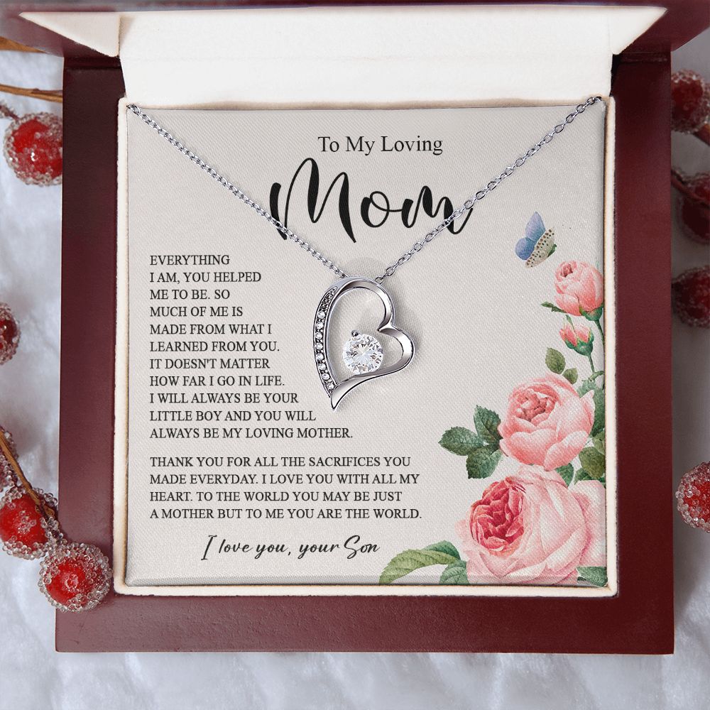 628D To My Loving Mom Necklace, Gift for Mom from Son, Mother's Day Jewelry Gifts