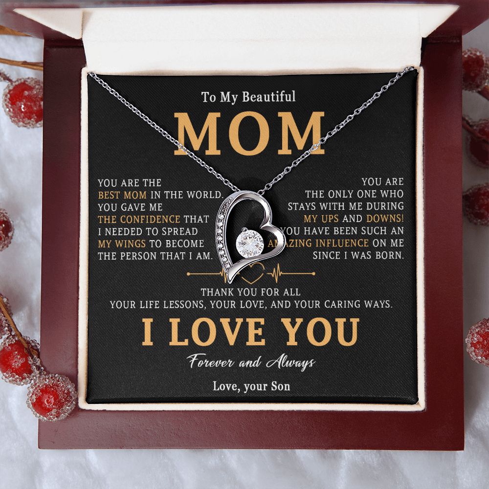 516C To My Beautiful Mom Necklace, Mom Gift, Mom Birthday Gift from Son, Love Gifts