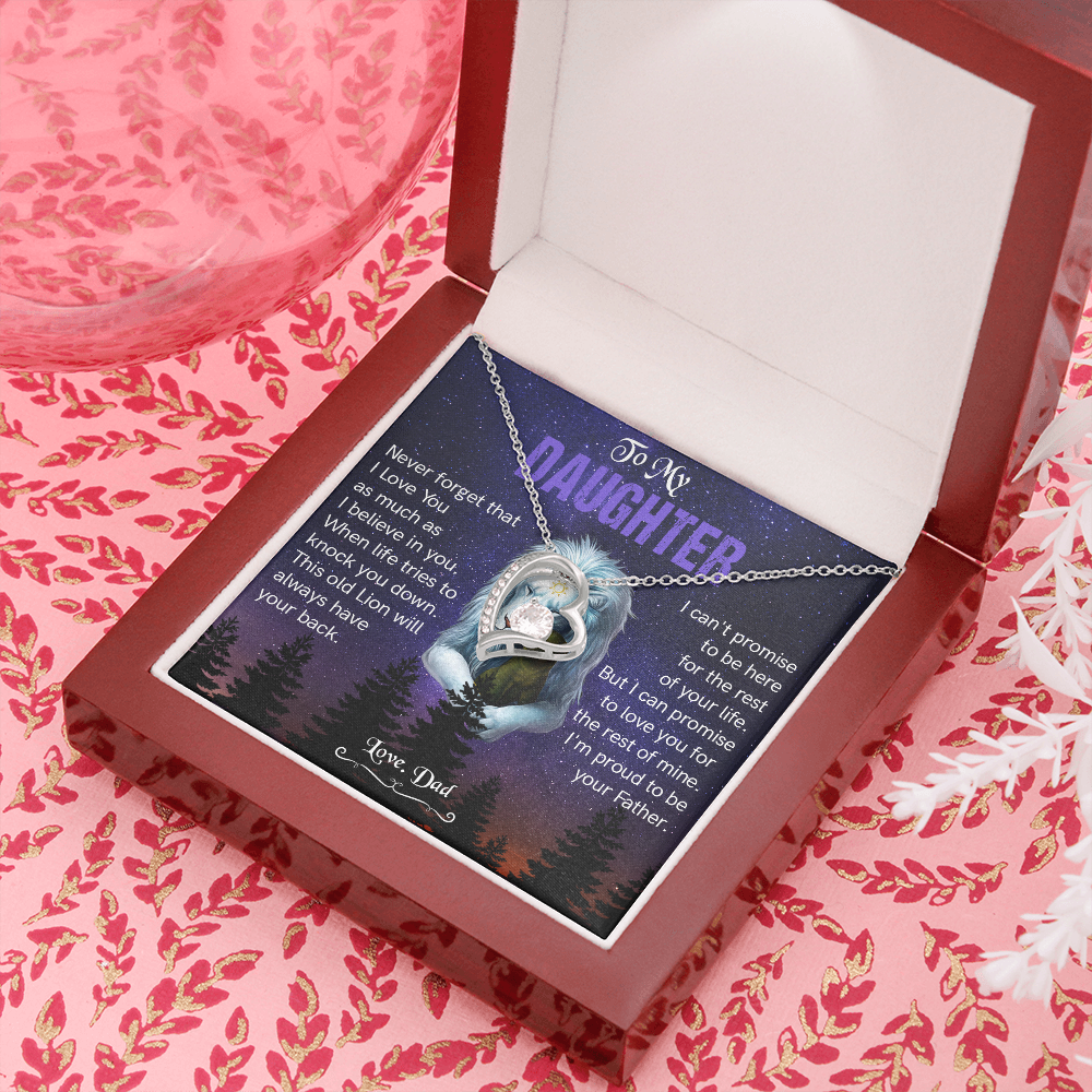 N371C To My Daughter Necklace, Gift For Daughter From Dad, Daughter Father Lion Gift