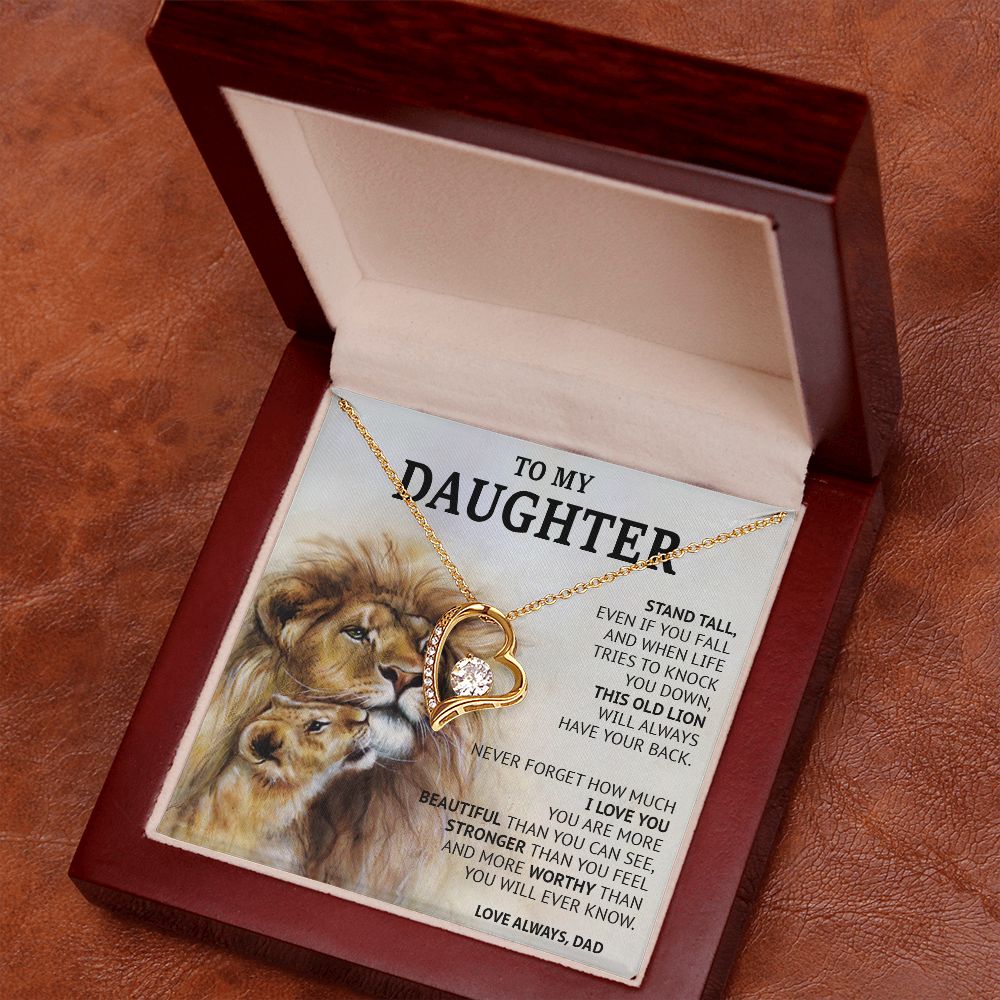 499C To My Daughter Necklace, Xmas Gift For Daughter From Dad, Daughter Father Lion