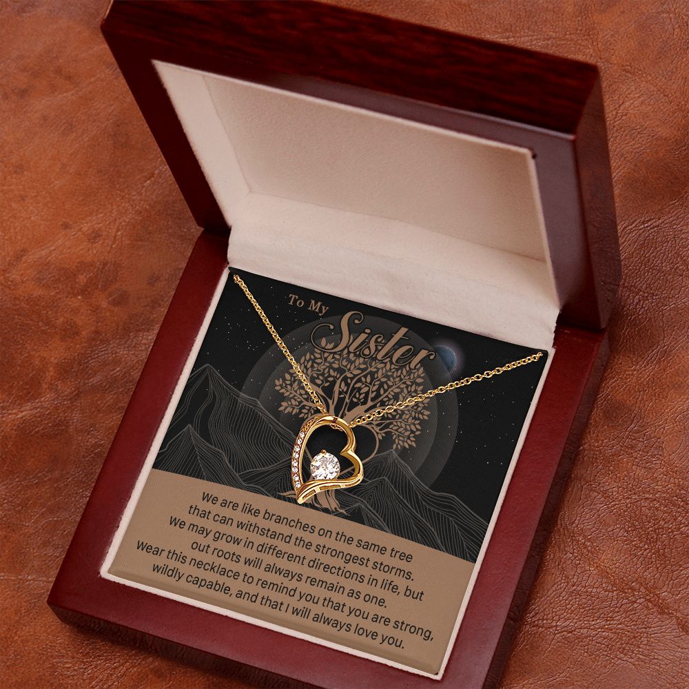 547C To My Sister, Strong Roots Heart Pendant Necklace Gift for Sister Birthday, Xmas
