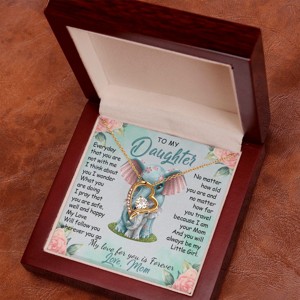57C To My Daughter Necklace, Gift For Daughter From Mom, Daughter Mother Elephant