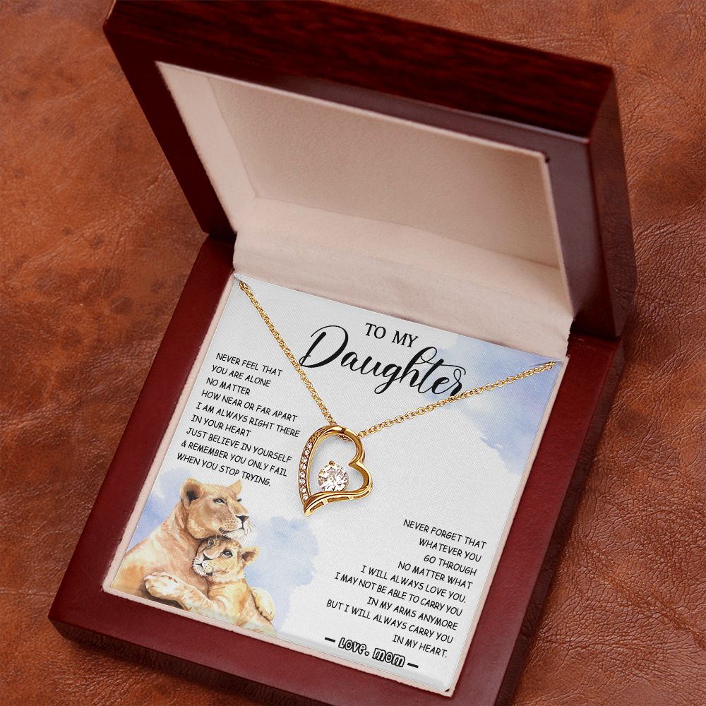 478C To My Daughter Necklace Mother to Daughter Birthday Christmas Gift from Lion Mom