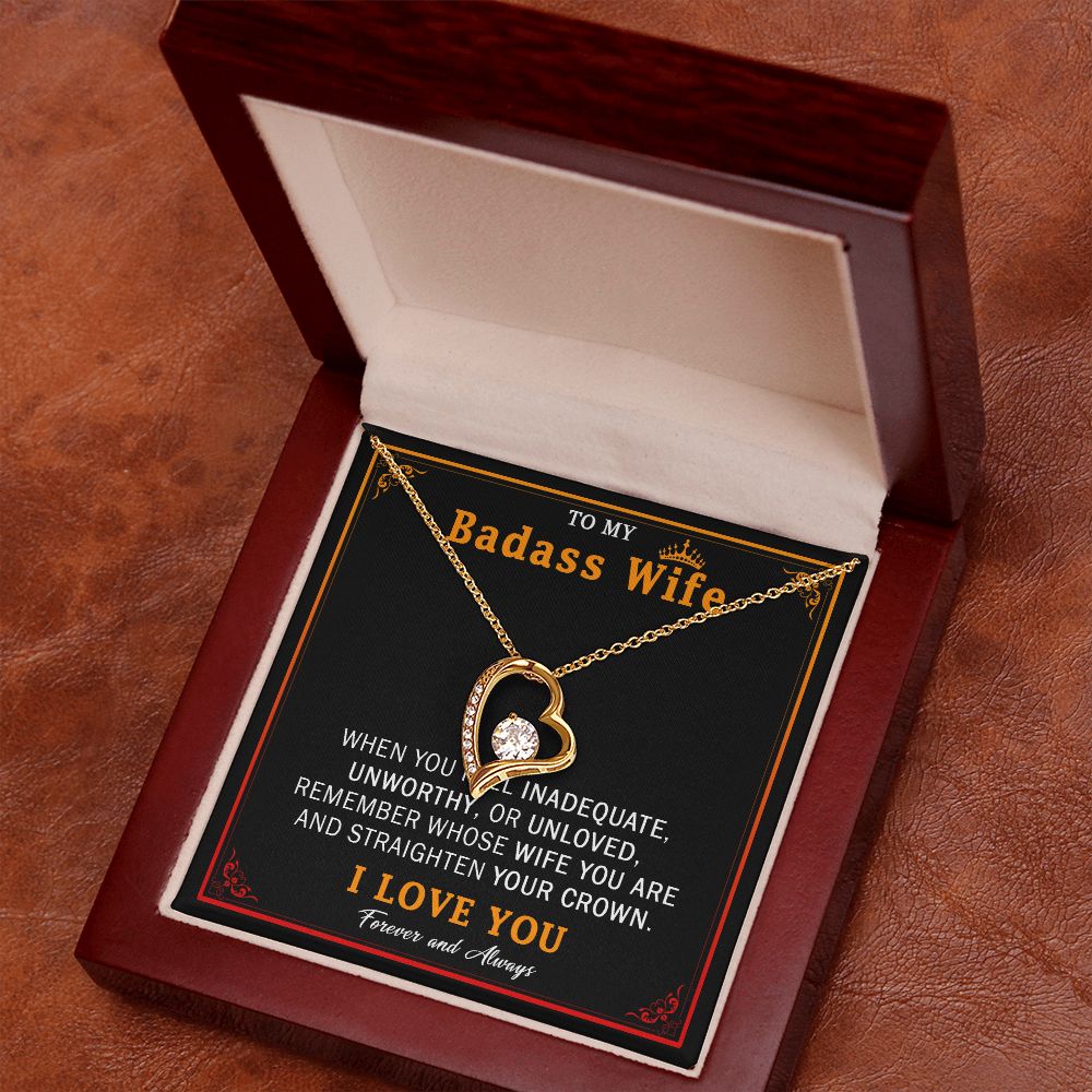 559C Wife Necklace Gift From Husband, Badass Wife Crown Love Knot, Wife Necklace Gift