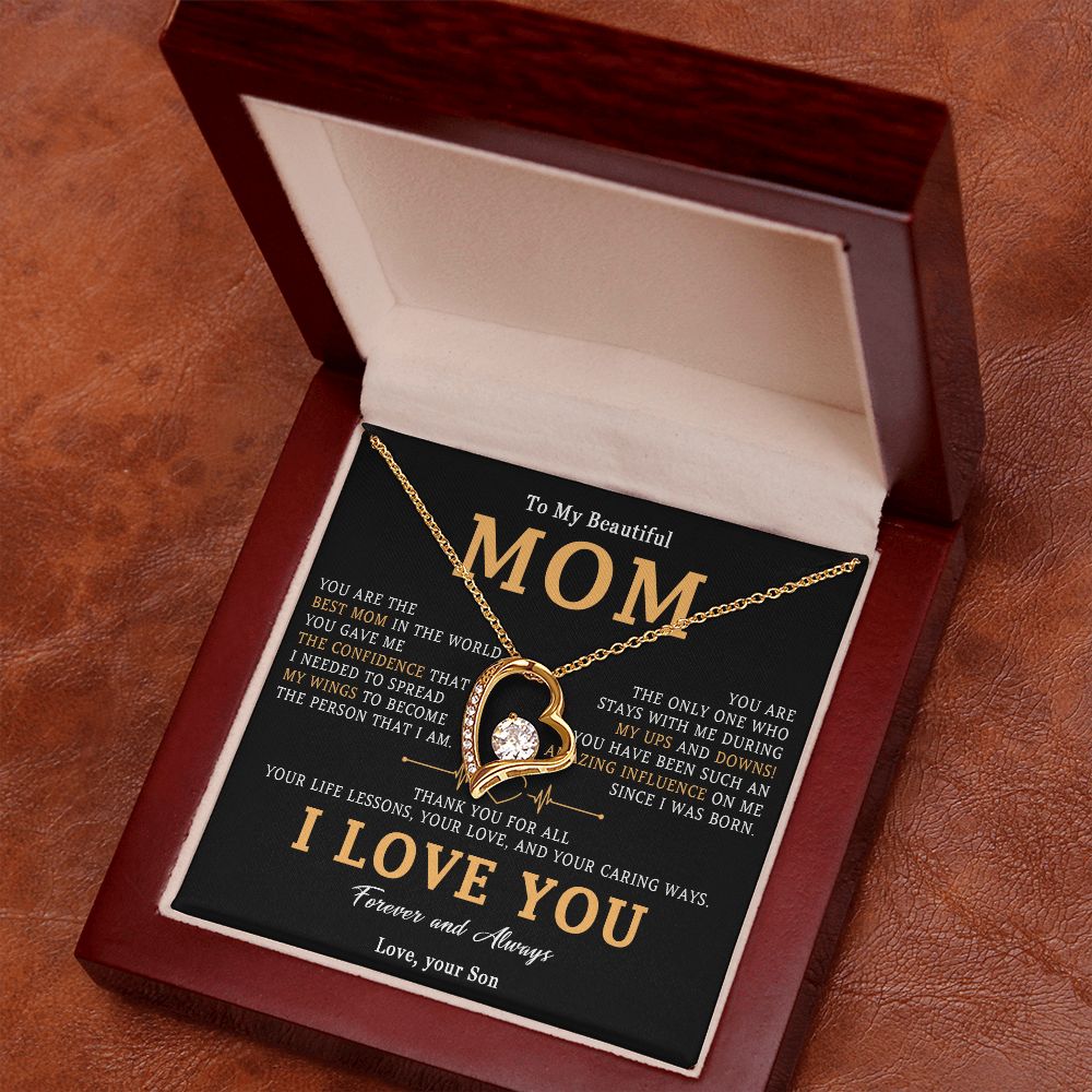 516C To My Beautiful Mom Necklace, Mom Gift, Mom Birthday Gift from Son, Love Gifts