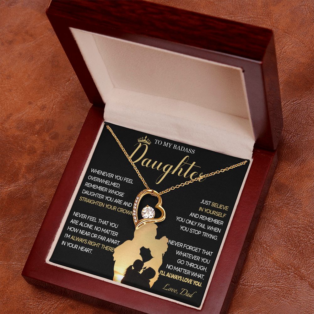 515C To My Badass Daughter Necklace, Birthday Gift For Daughter From Dad, Christmas