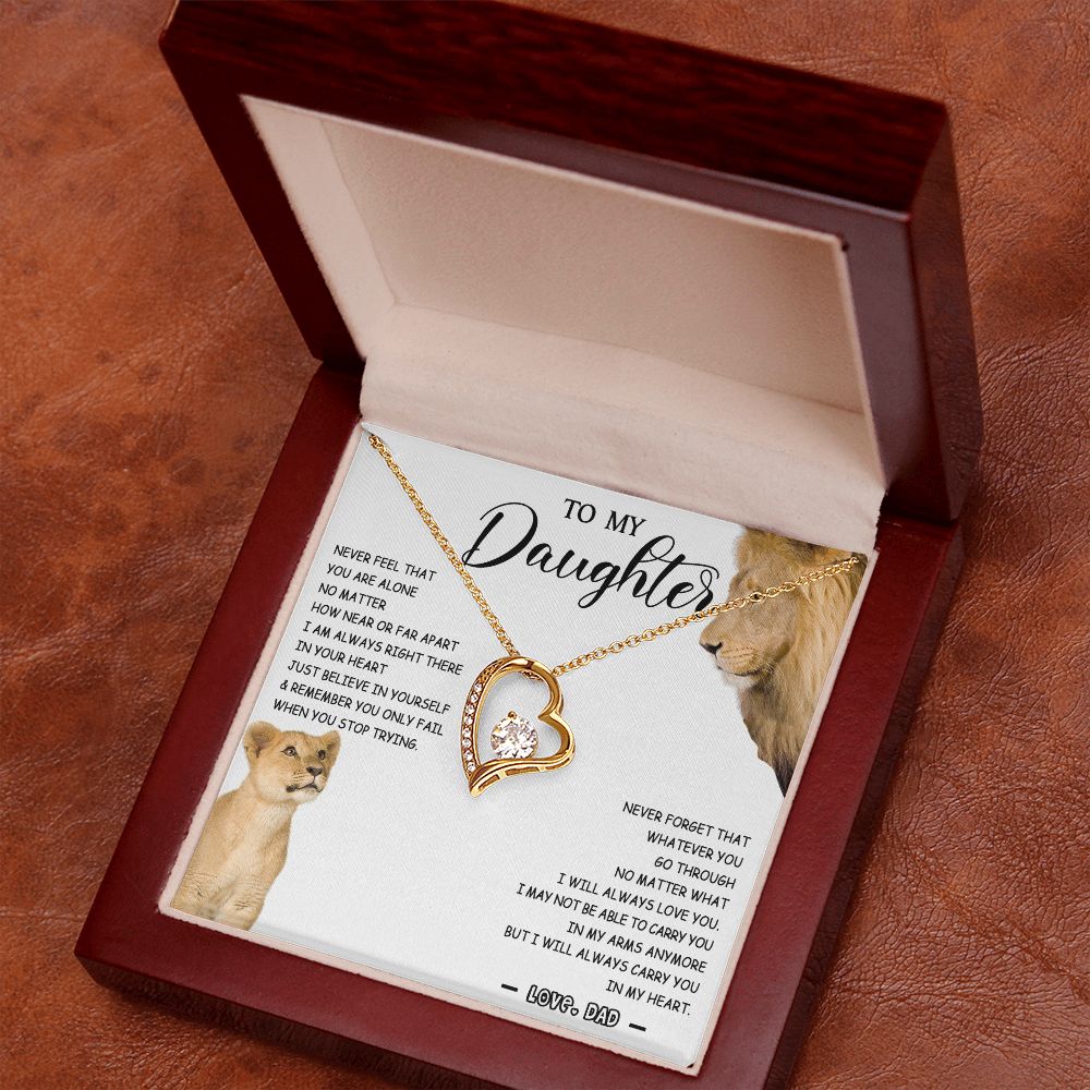 476C To My Daughter Necklace Father to Daughter Birthday Christmas Gift from Lion Dad