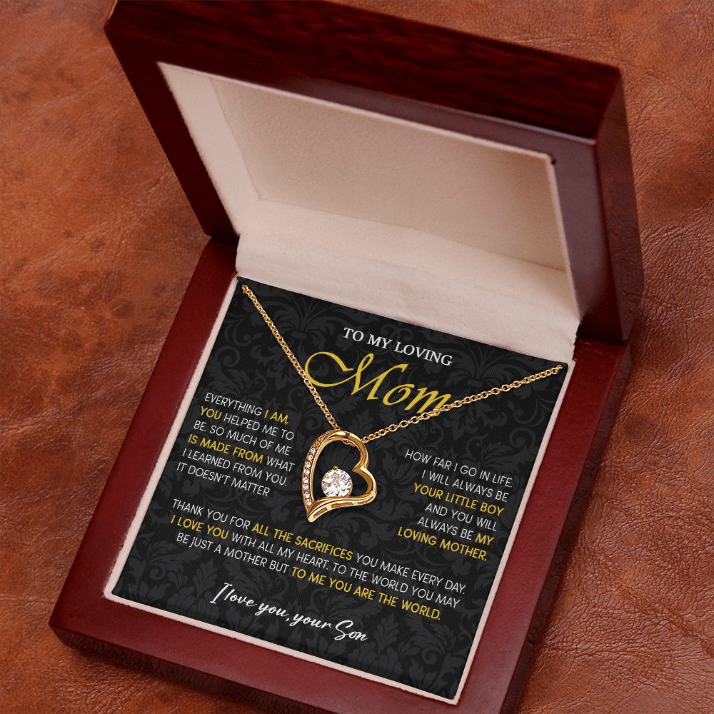 441C To My Loving Mom Necklace, Gift for Mom from Son, Mom Birthday Gifts Necklace