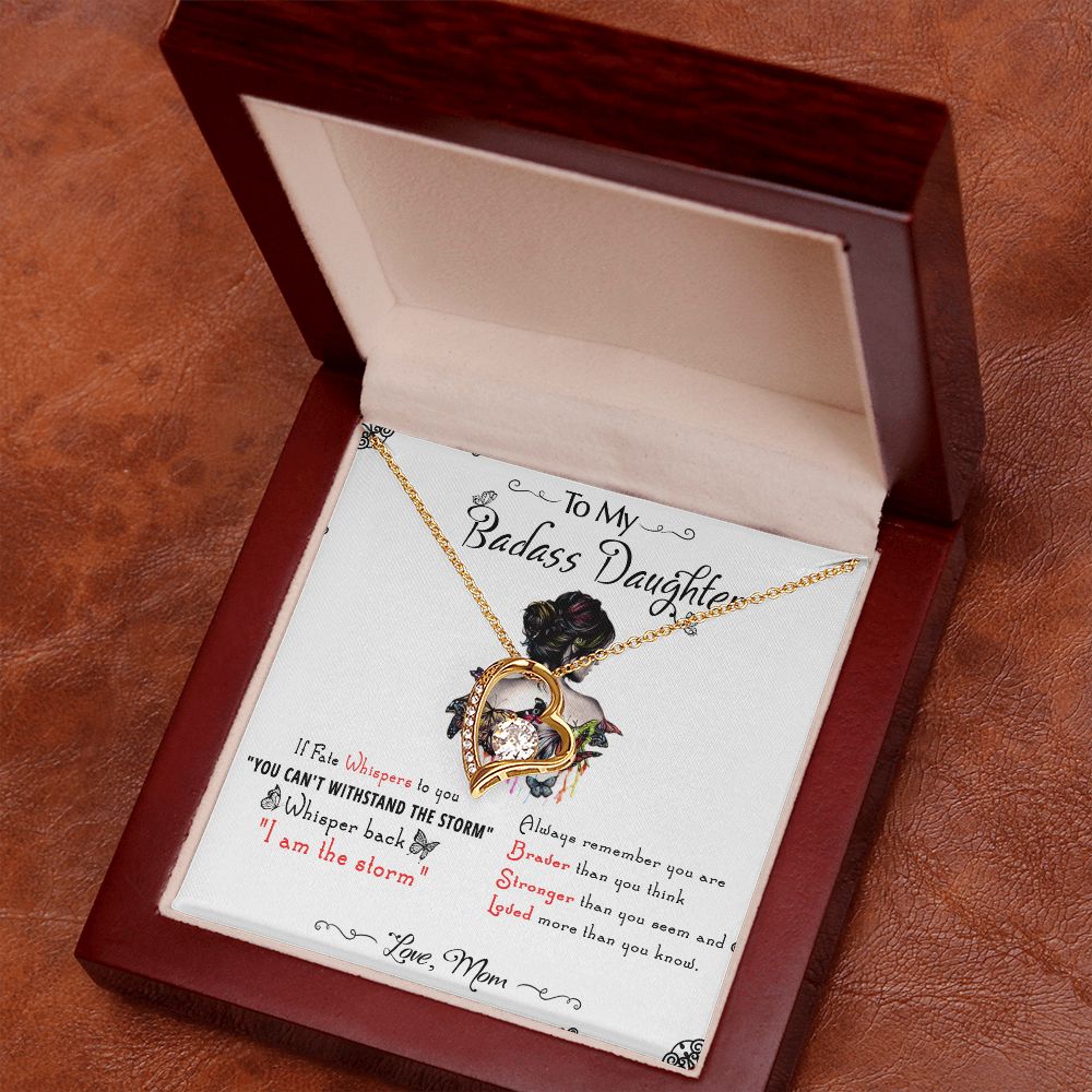 53C To My Badass Daughter, Badass Daughter Necklace From Mom, Birthday Gift