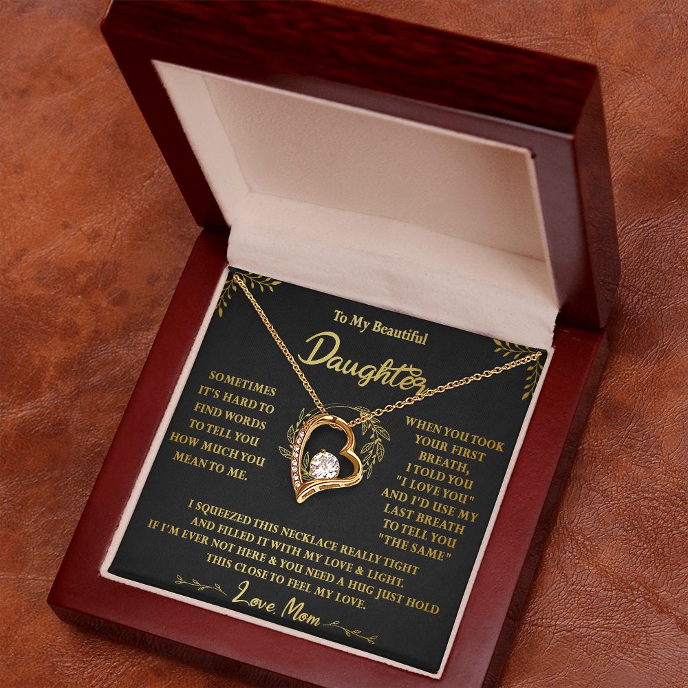 118C To My Beautiful Daughter Necklace,Gift For Daughter From Mom, Xmas Birthday Gift