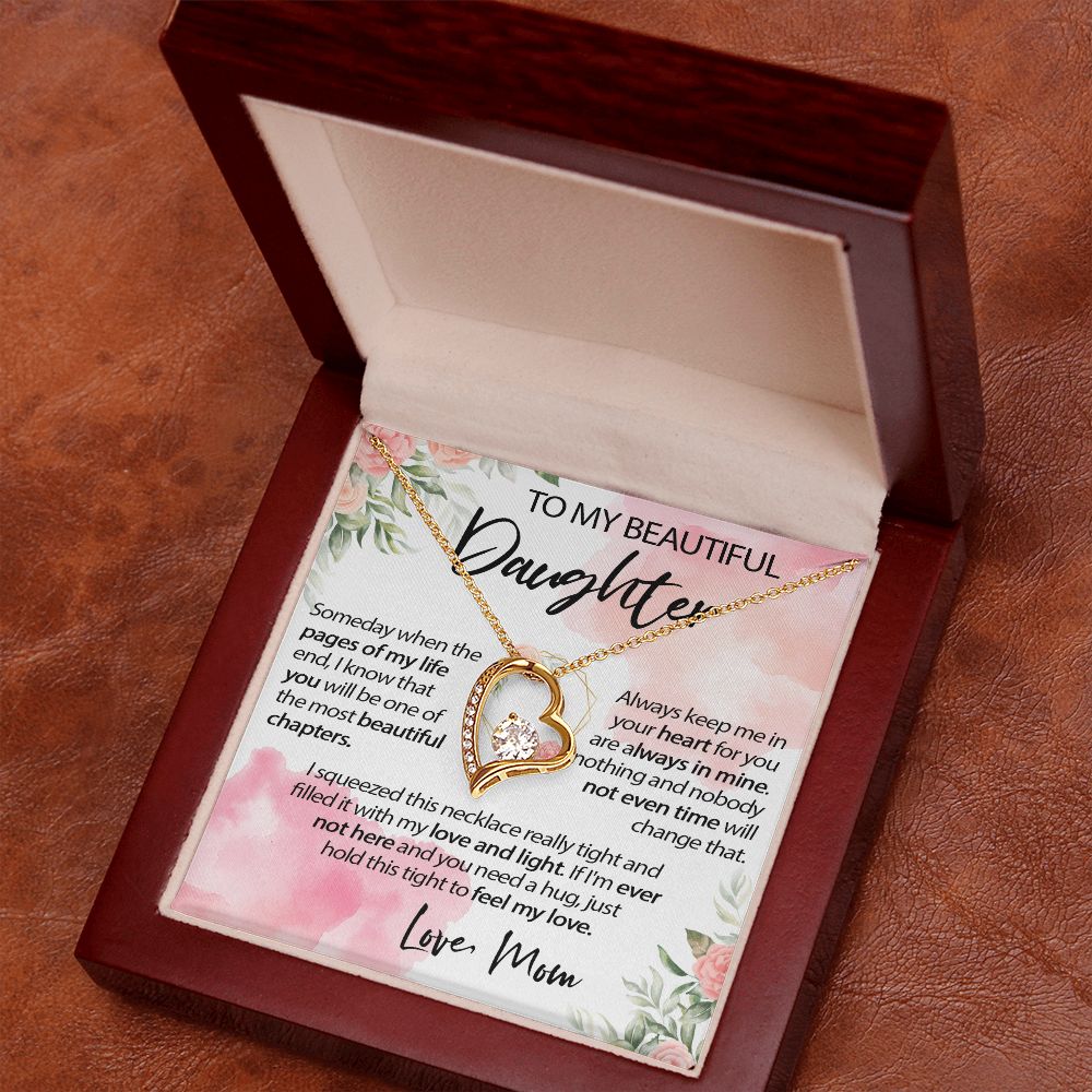 34C To My Beautiful Daughter A Wonderful Daughter Love Knot Necklace, Gift From Mom