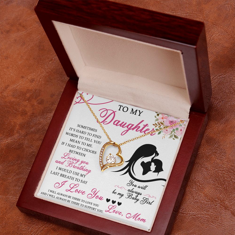 50C To My Daughter Necklace From Mom, Jewelry Gift For Daughter On Birthday, Holiday