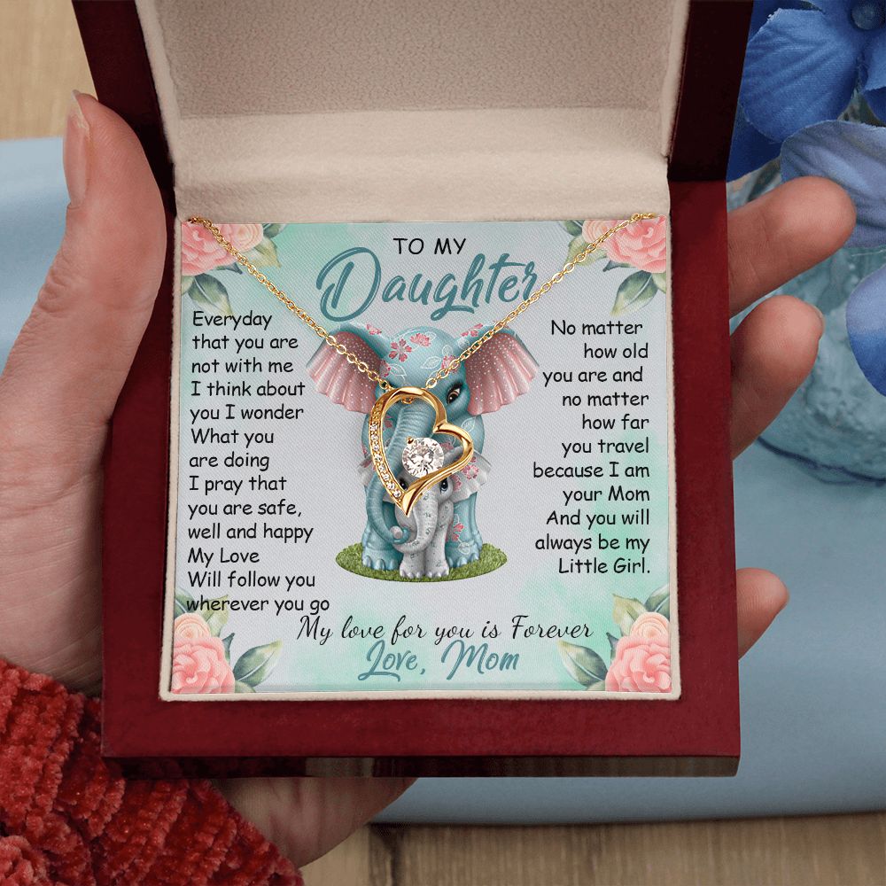 57C To My Daughter Necklace, Gift For Daughter From Mom, Daughter Mother Elephant