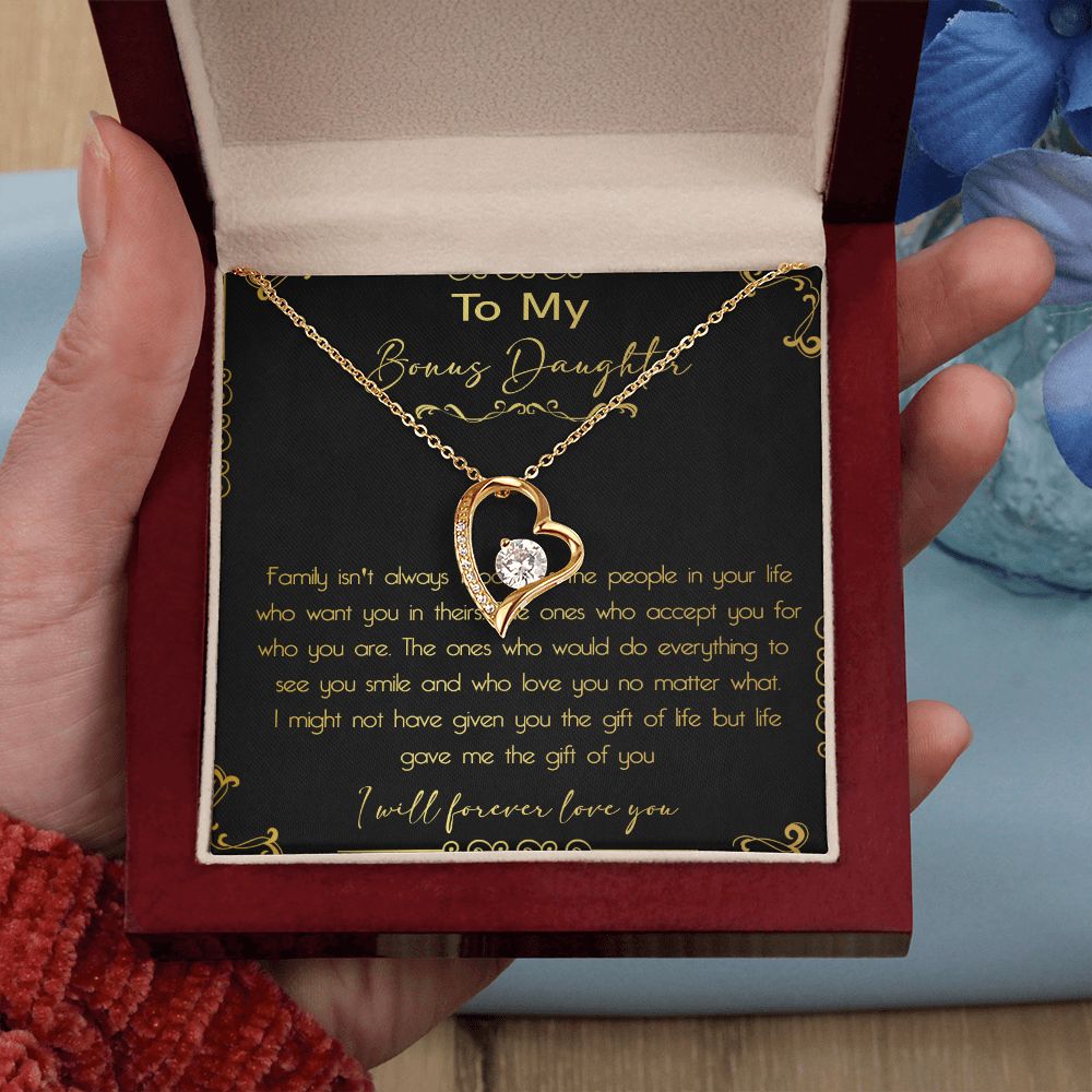 44C To My Bonus Daughter Necklace, Daughter Necklace, Gift Birthday, I Love You