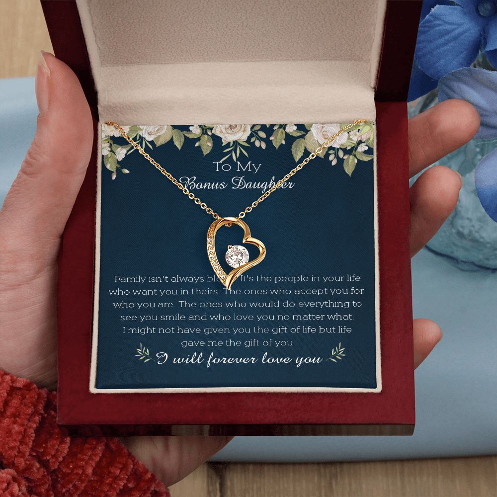 23C To My Bonus Daughter Necklace, I Will Forever Love You, Gift Birthday, Holiday