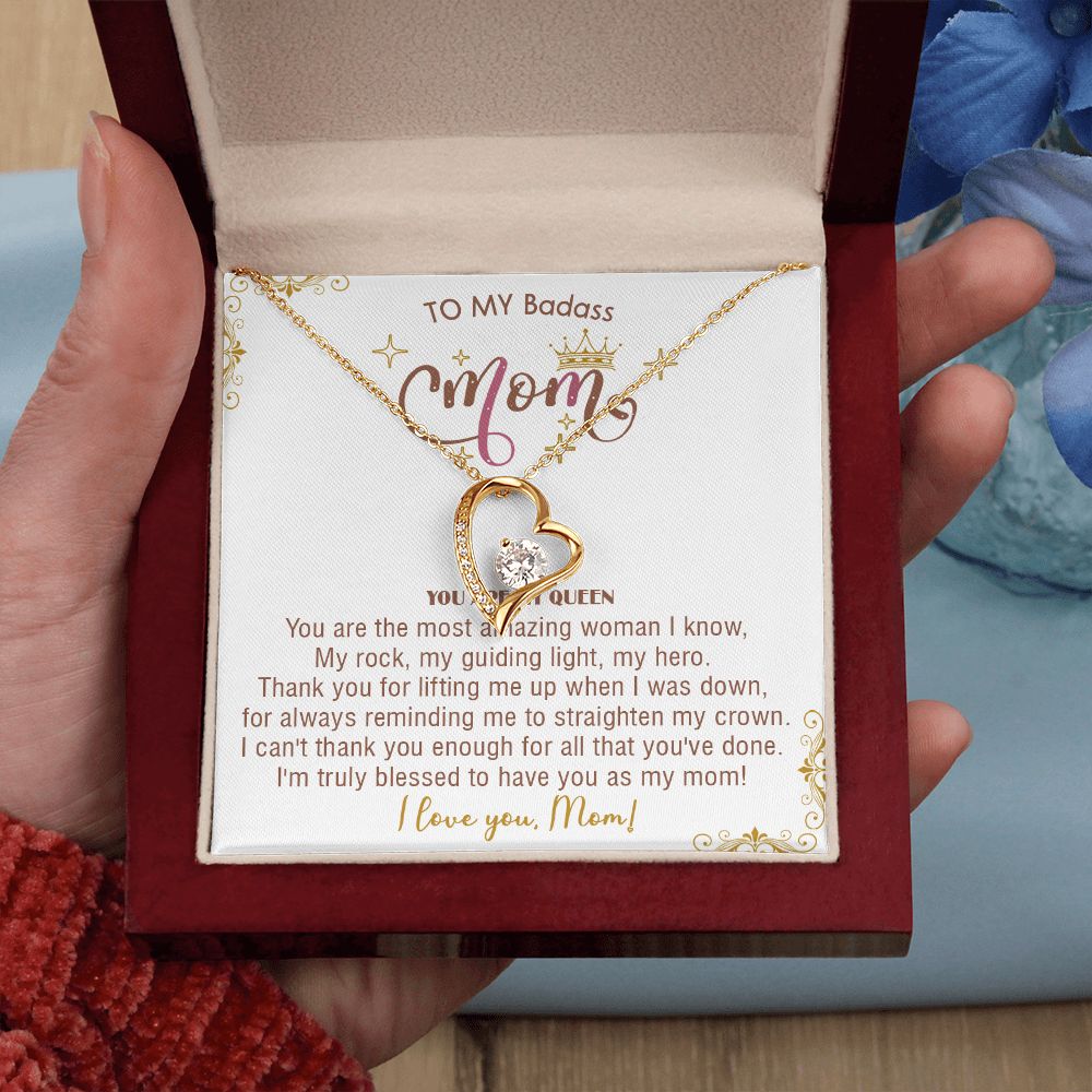 414C To My Badass Mom Necklace, You Are My Queen, I love You, Gift Necklace For Mom