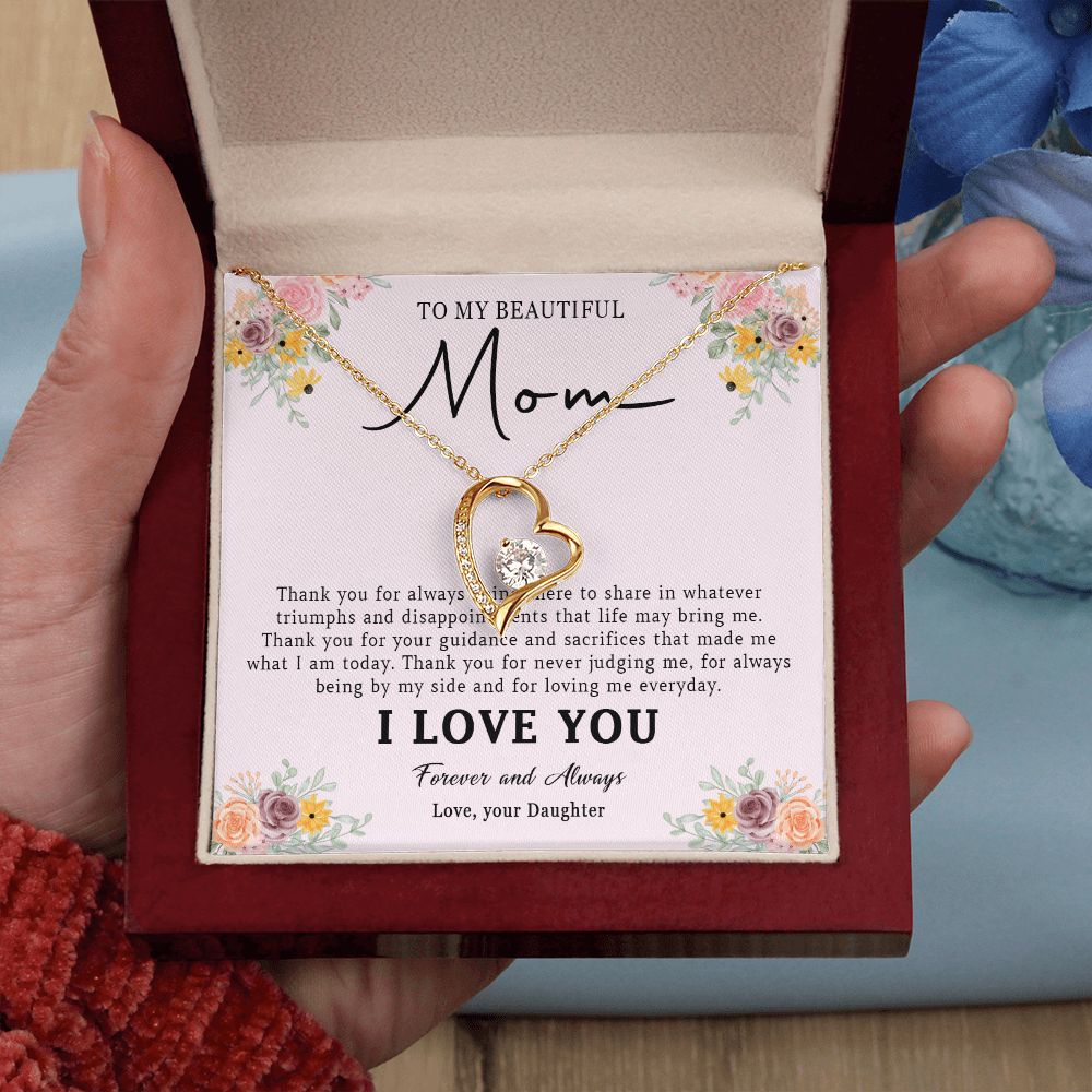 521C Love Mom Necklace, To My Beautiful Mom Necklace, Mom Birthday Gift from Daughter