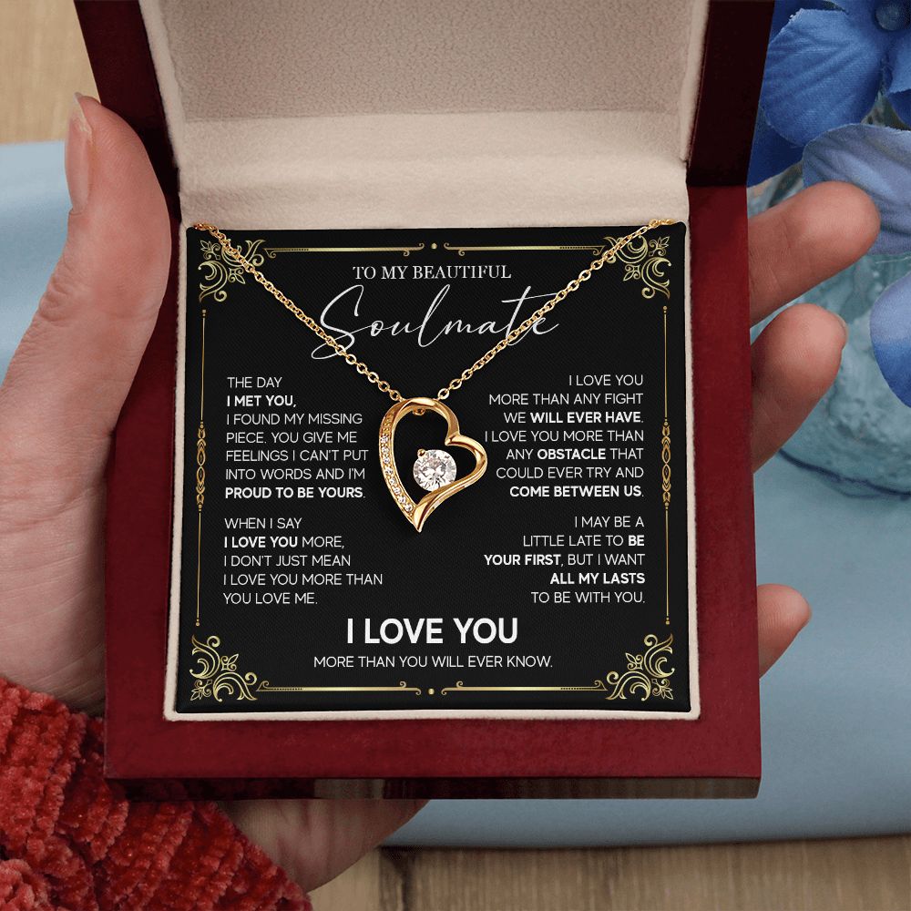498C To My Soulmate Knot Necklace, Soulmate Necklace Gift, Birthday Gifts for Womens