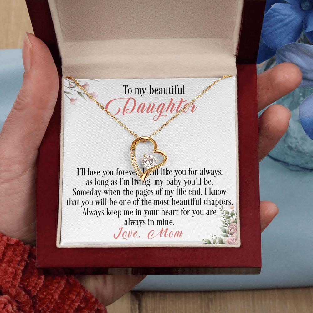 31C To My Beautiful Daughter Love Knot Necklace, I Love You, Gift For Daughter